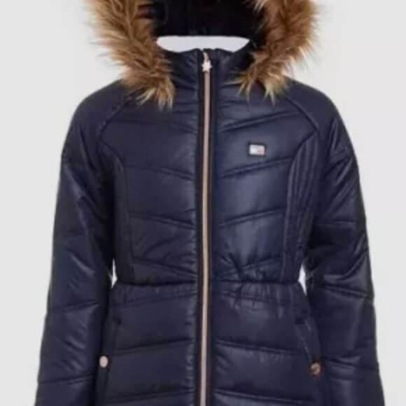 Tommy Hilfiger Girls' Long Length Heavyweight Puffer Jacket with Polar Fleece